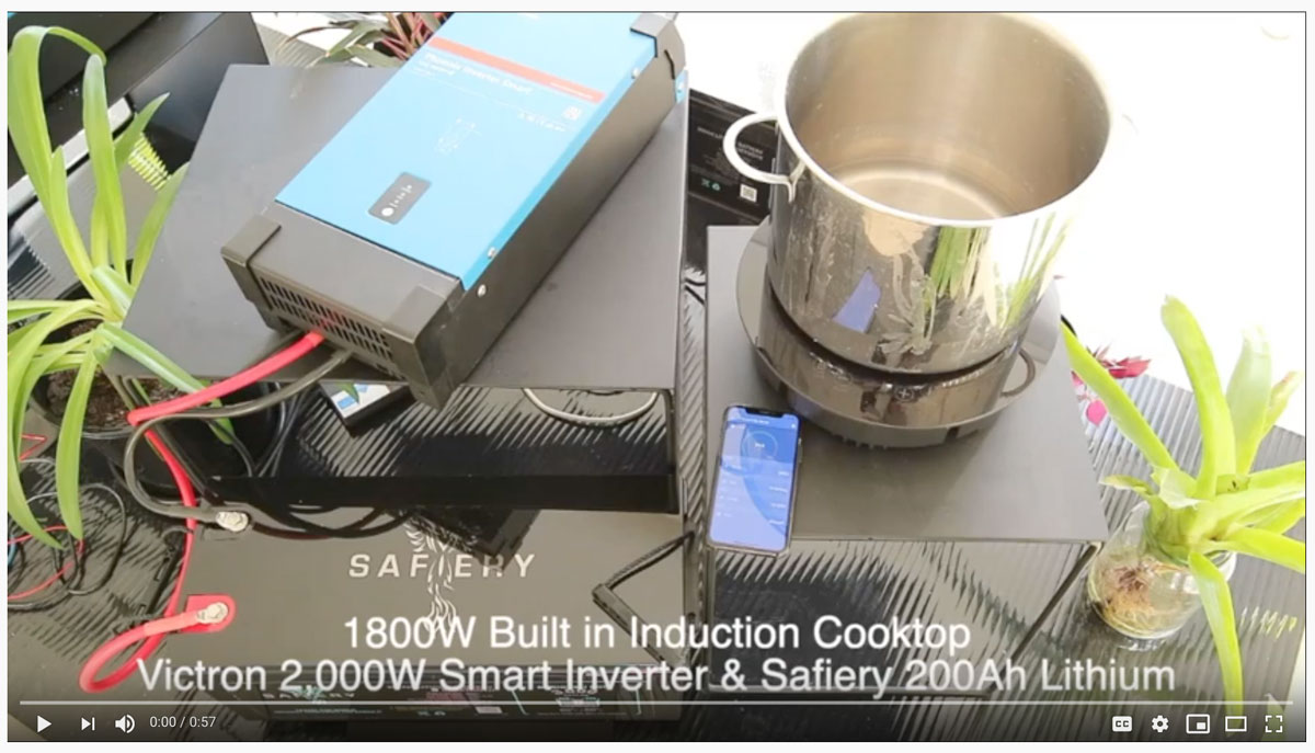 smart inverter 200ah lithium induction cooktop camping