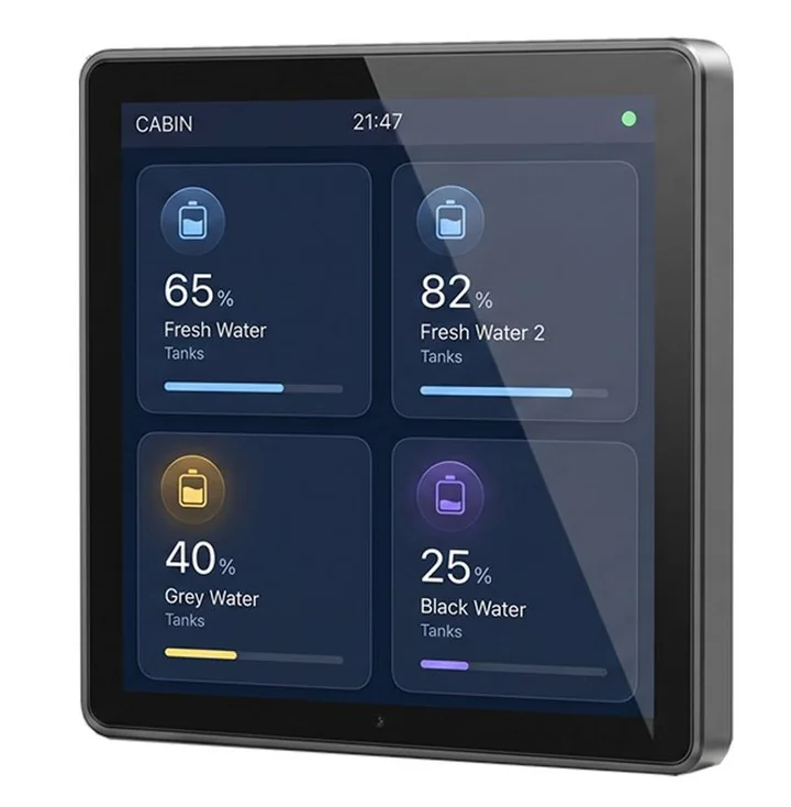 Quasar Glass 4 showing tank levels as tiles
