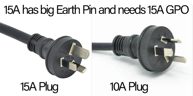 Appearance of 15A and 10A Plug