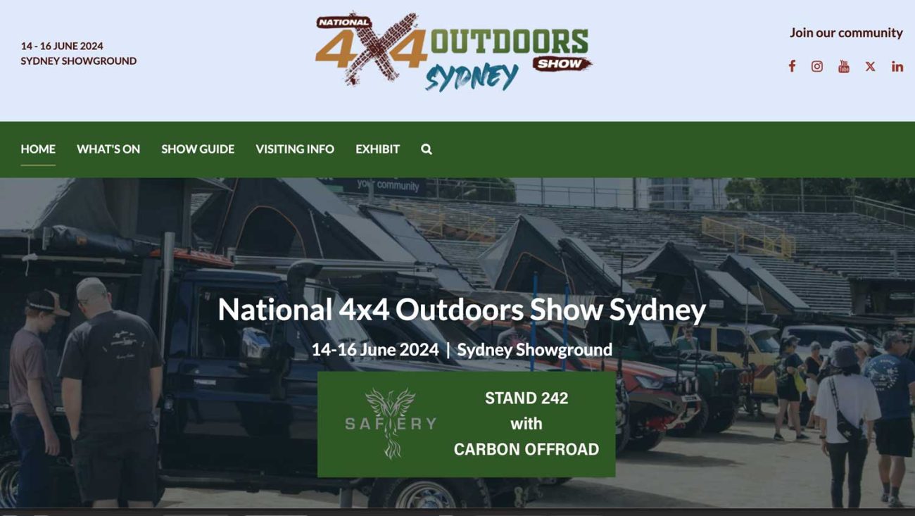 Sydney 4x4 show Safiery on stand 242 with Carbon Offroad