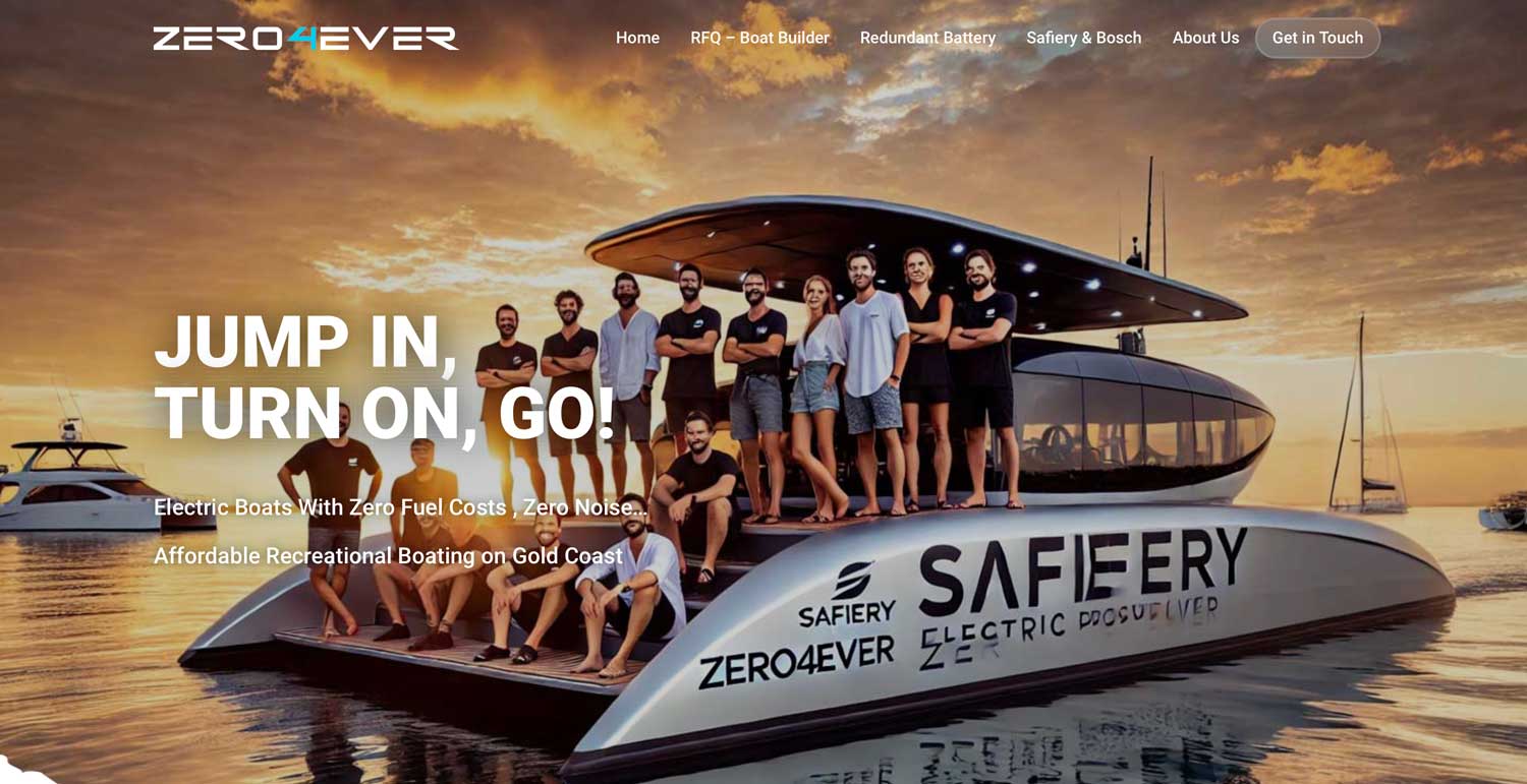 Electric Boat Gold Coast Zero4ever website link