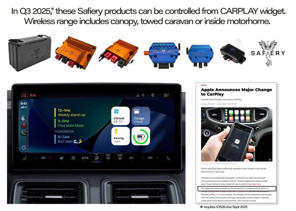 Apple Carplay Widgets in Q3 2025 can control many safiery products