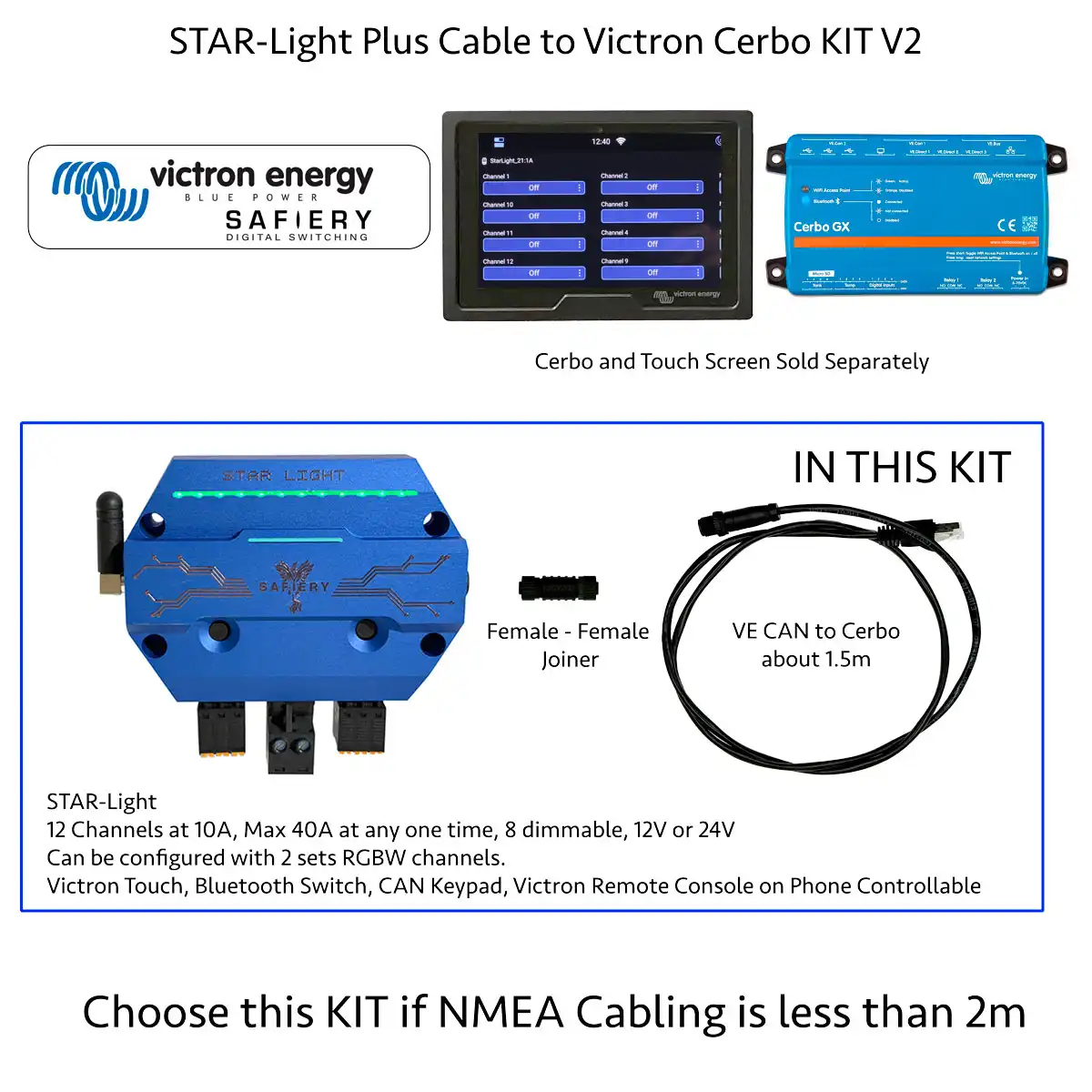 STAR-Light plus cable to Cerbo