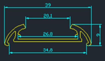 ALLOY LED Extrusion Anodized PC Slide Concealed Clips 1 Metre