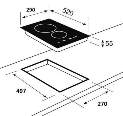 Induction Dual Hob Built-in 1800W + 1500W 2000W Inverter