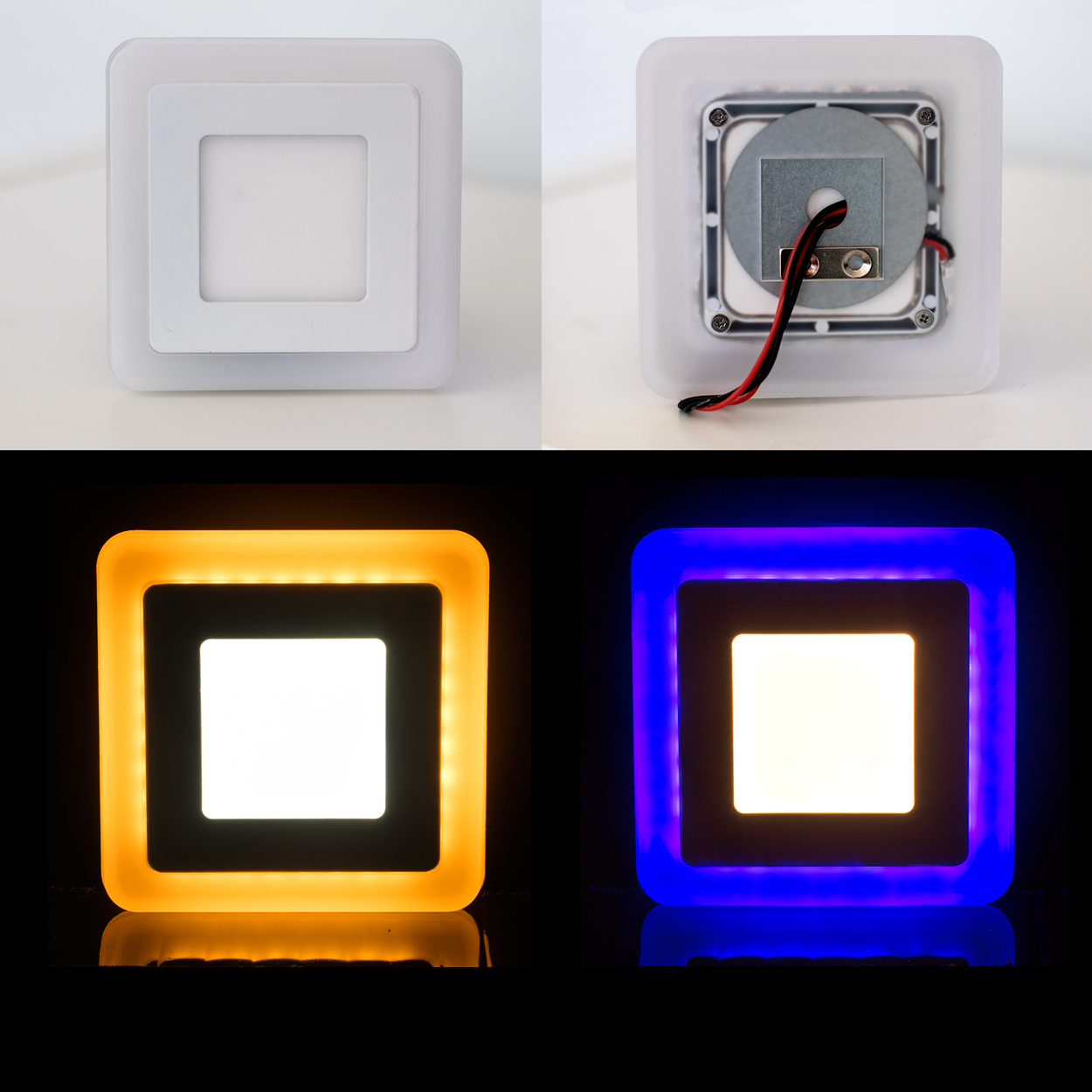 100 mm Square LED dual Colour Spring Clips Recess Fit